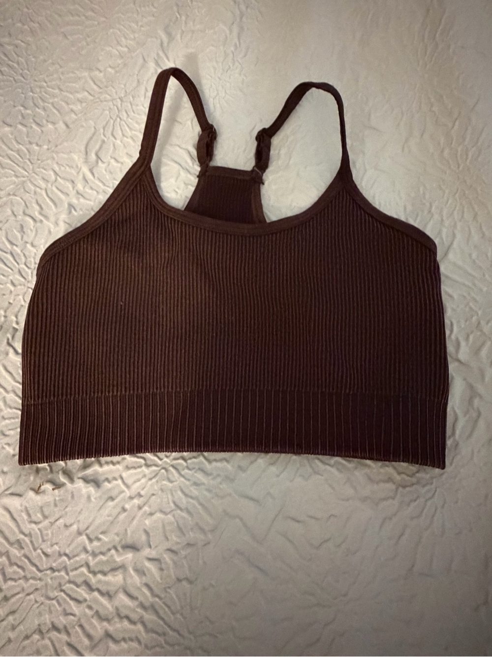 Ribbed Cropped Tank Bralette - Chocolate Brown